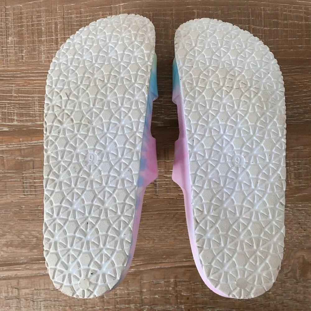 Stoney Clover Lane x Target rainbow tie dye slide sandals